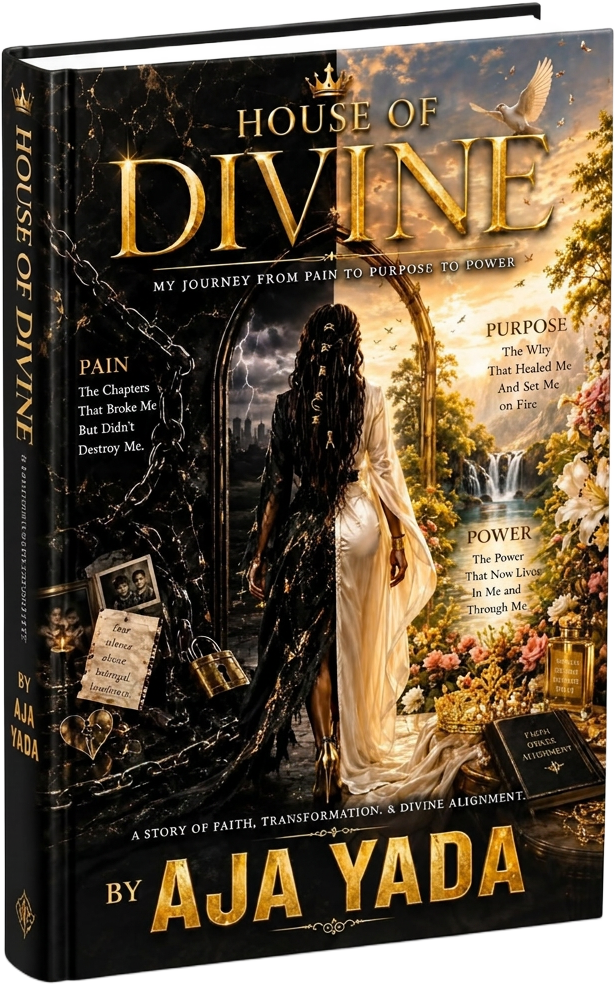 House of Dvine hardcover book by Aja Yada — black and gold cover